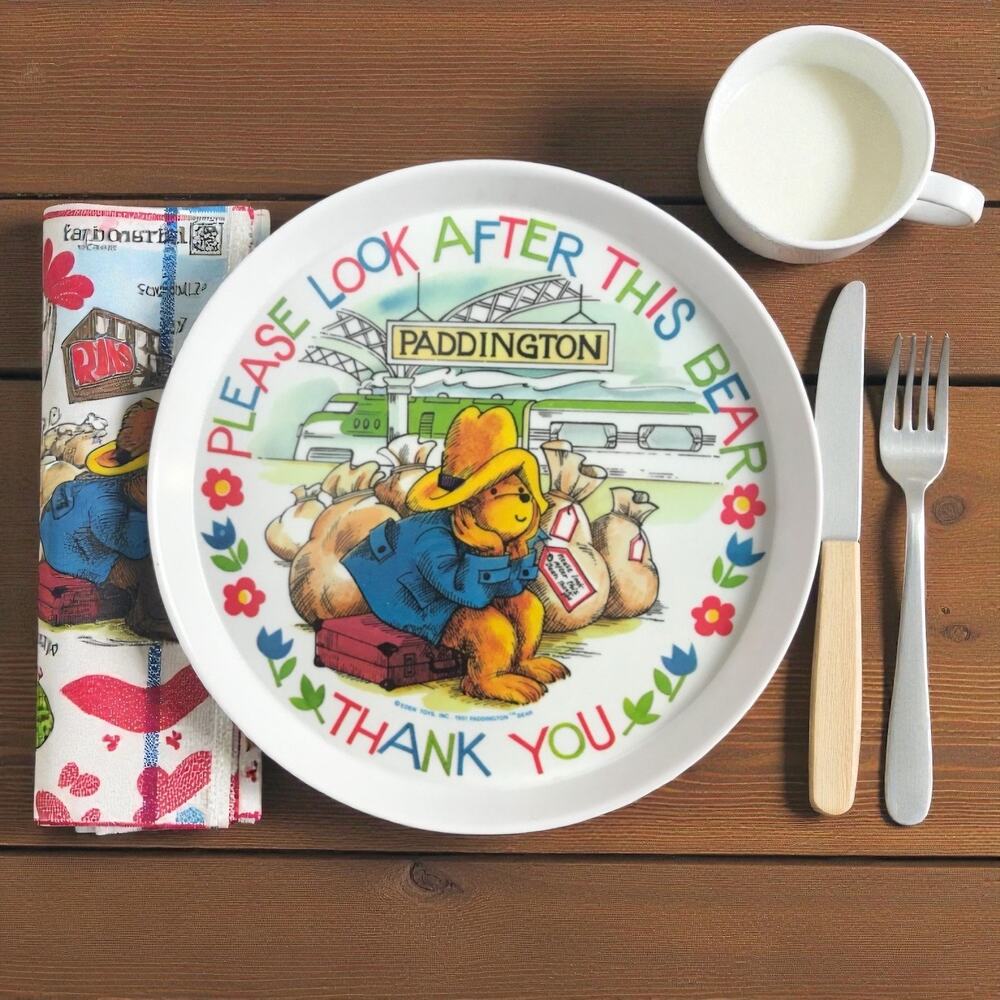 SiLite Vintage 1981 Paddington Bear Kid's Plate Eden Toys 3101 Melamine